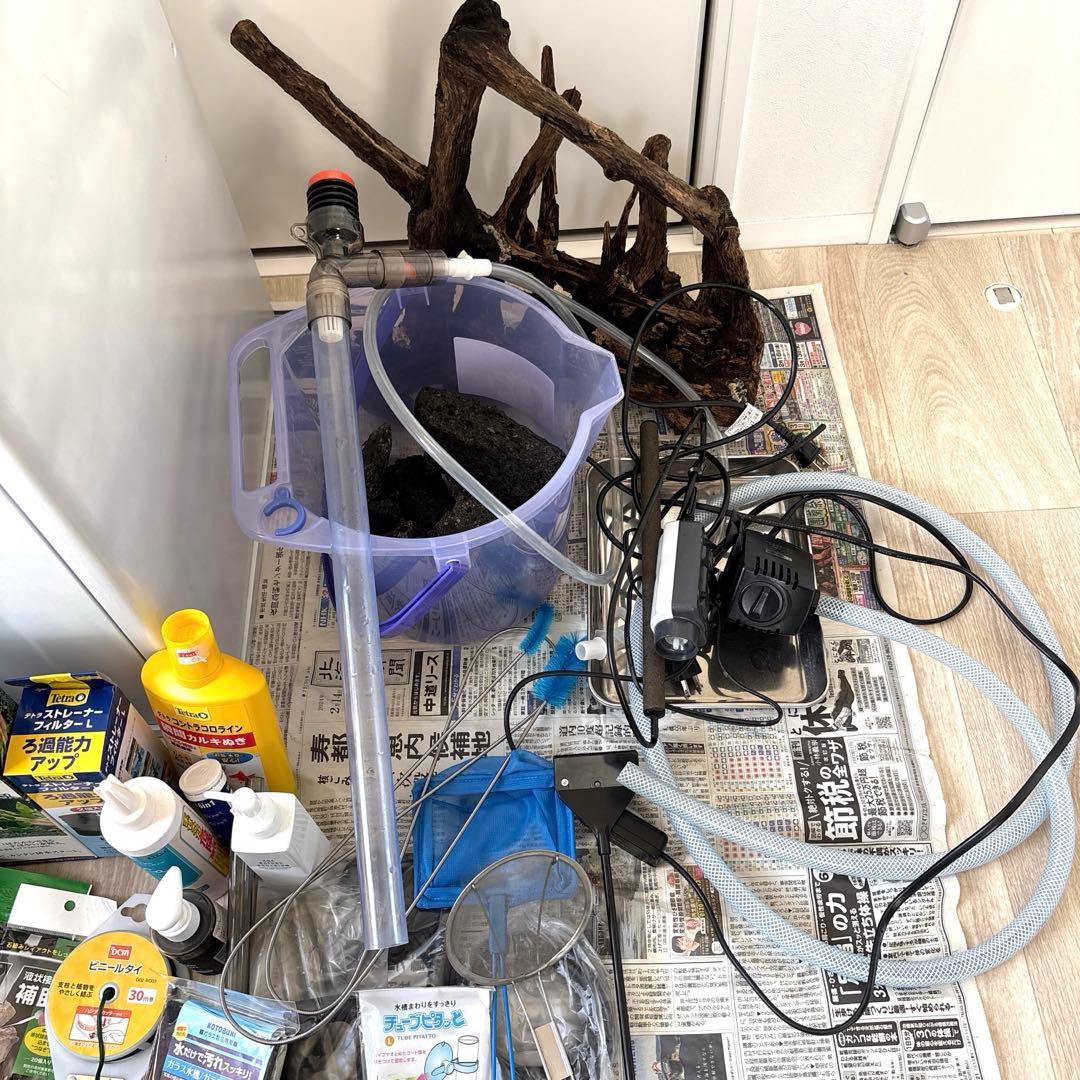 ☆大きなガラス水槽とLED照明、水槽台、その他一式セット☆