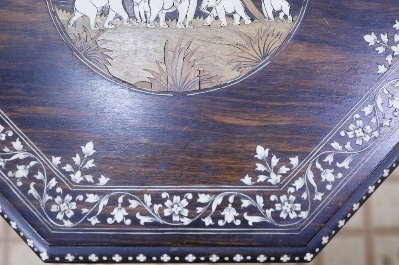 ◆象嵌寄木細工　八角形アンティークテーブル　 飾り台　サイドテーブル木製