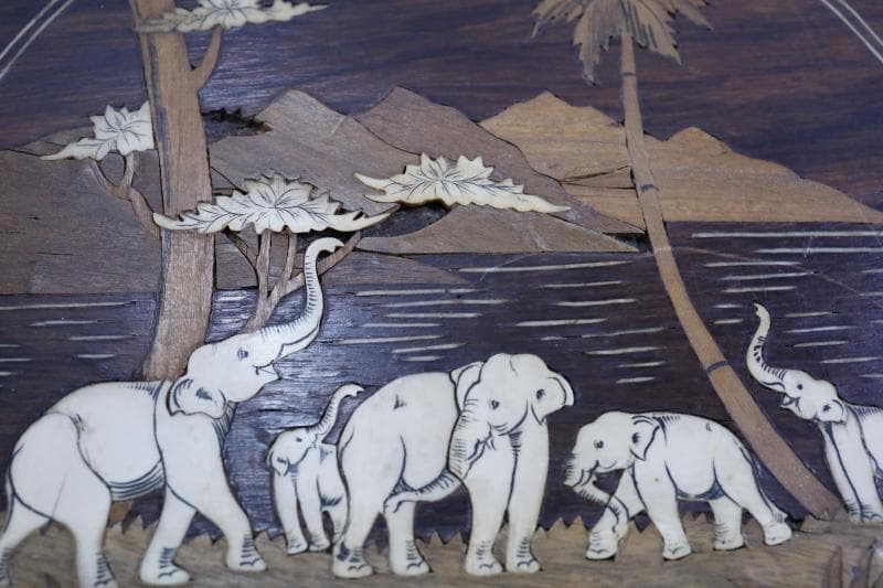 ◆象嵌寄木細工　八角形アンティークテーブル　 飾り台　サイドテーブル木製