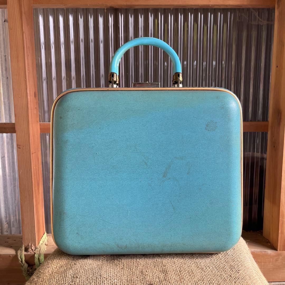 昭和レトロ　日乃本帆布　水色のトランク