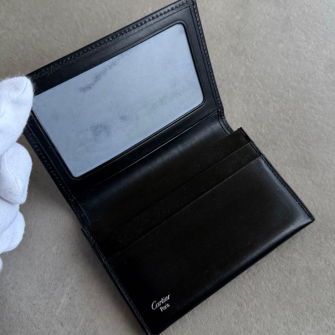 Cartier カルティエ パシャ カーフレザー 名刺入れ カードケース 黒