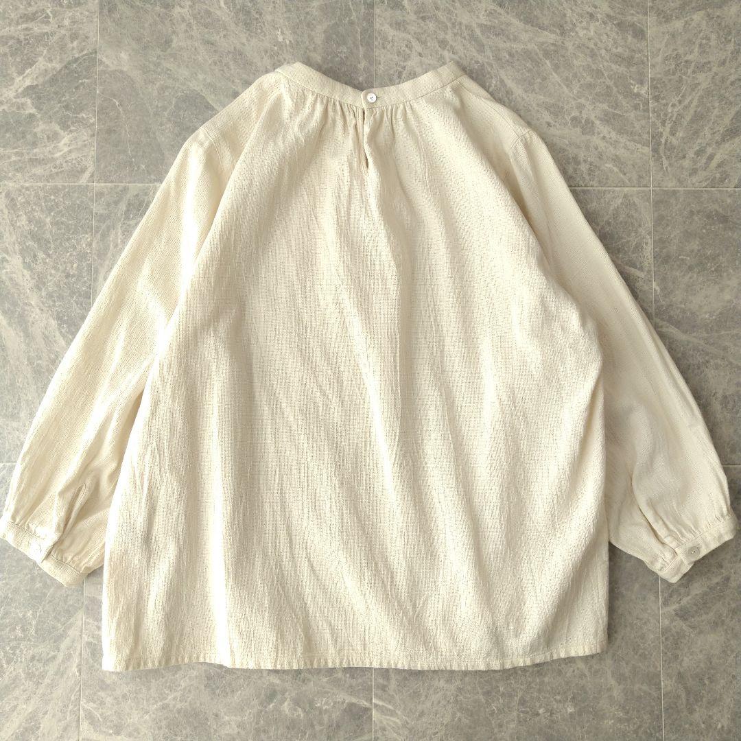 051 群言堂 石見銀山 コットン シルク ボトルネック ブラウス アイボリー