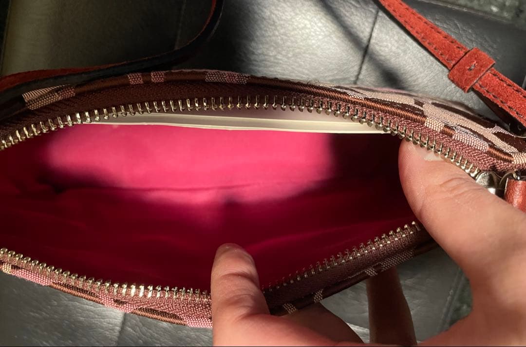 COACH 7027 シグネチャー ピンク×ブラウン リストレット ヴィンテージ