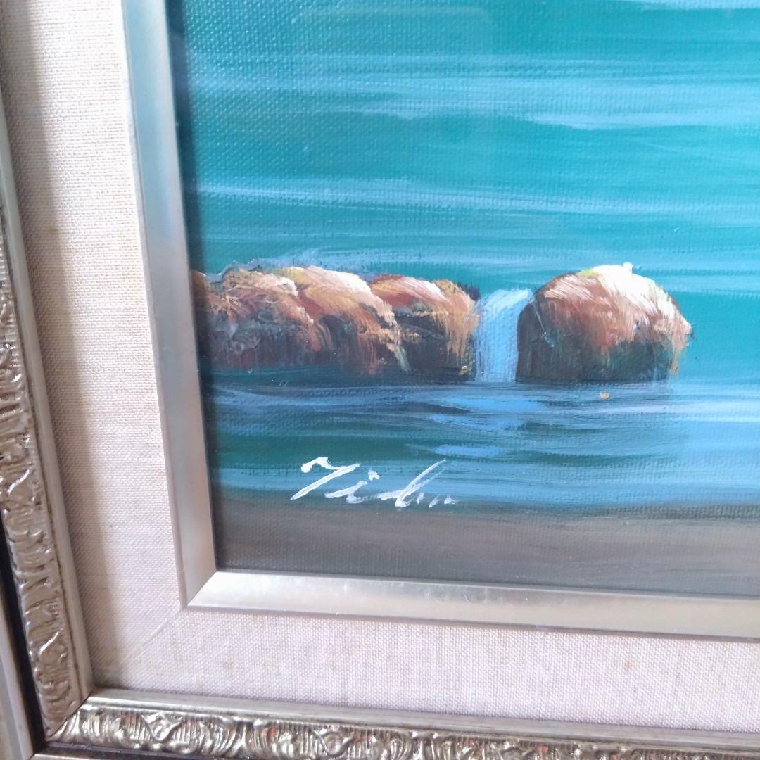 《値下げOK》真作 千葉弘道「朝やけの海」油彩 F20号 大型肉筆画 額装