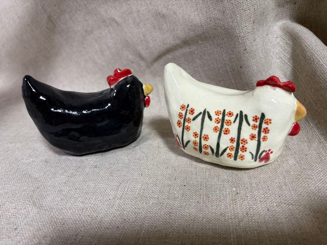 【新品】　つちつち舎　にわとり　鳥　置物　手びねり　陶芸　京焼