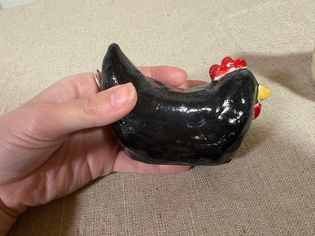 【新品】　つちつち舎　にわとり　鳥　置物　手びねり　陶芸　京焼
