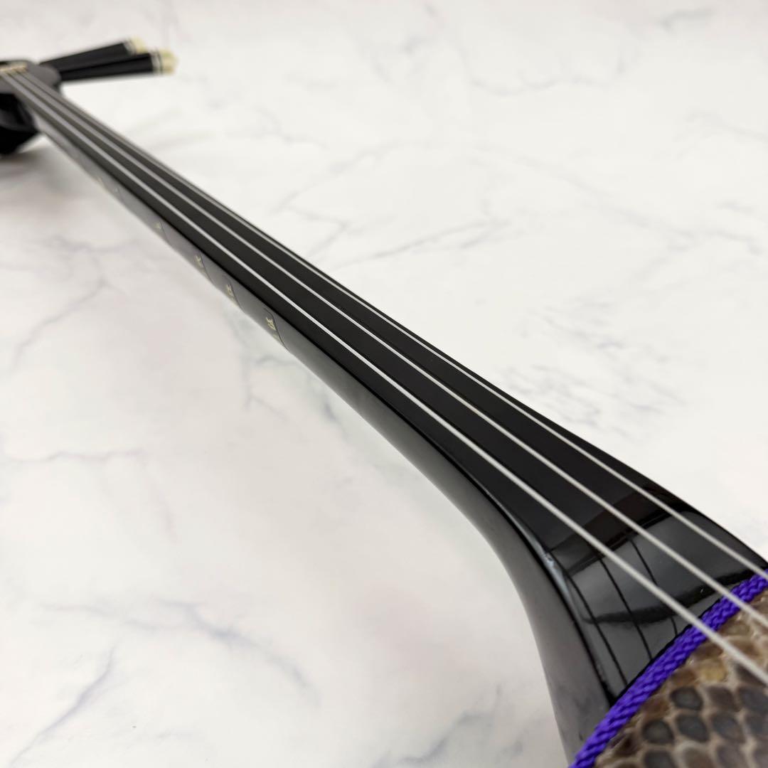 ☆美品☆ 三線 本皮 本革 蛇皮 蛇革 沖縄 三味線 琉球　ハードケース付き