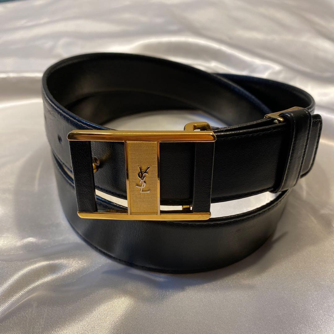 Yves Saint Laurent サンローランブラックレザー ゴールドベルト