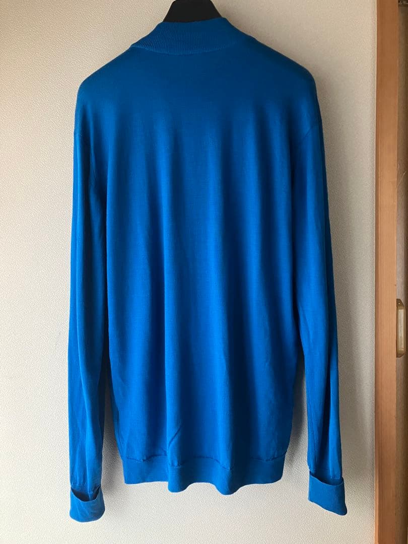 JOHN SMEDLEY ウール 30G モックネックニット ロイヤルブルー L