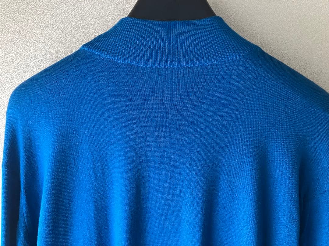 JOHN SMEDLEY ウール 30G モックネックニット ロイヤルブルー L