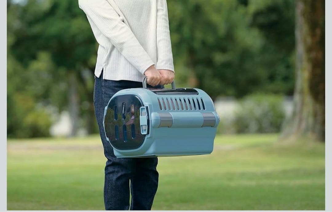 【新品未使用❣️】青いポリカーボネート犬猫ペットキャリーケース