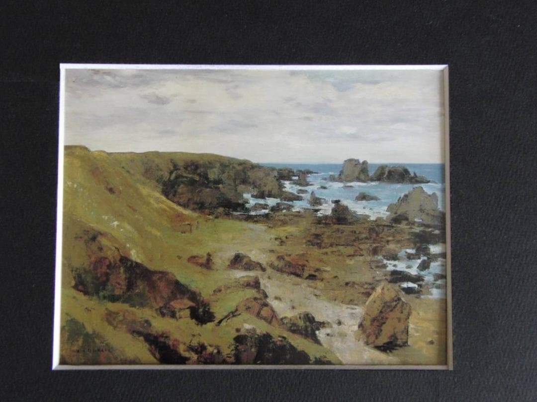 刑部人、【入道崎　男鹿半島】、希少な額装用画集より、美品、日本人画家