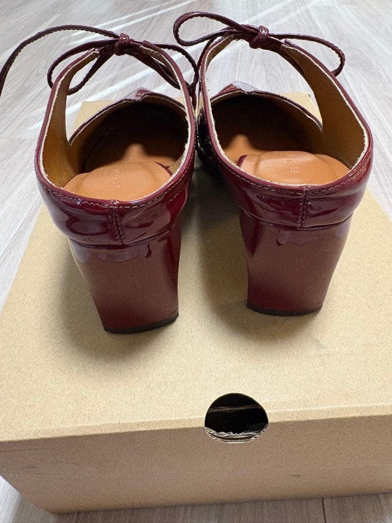 FRAY ID リボンミュールサンダル ワインレッド 36