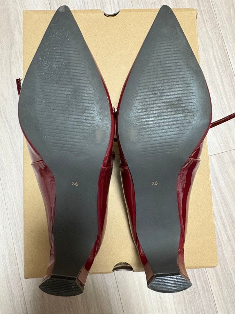 FRAY ID リボンミュールサンダル ワインレッド 36