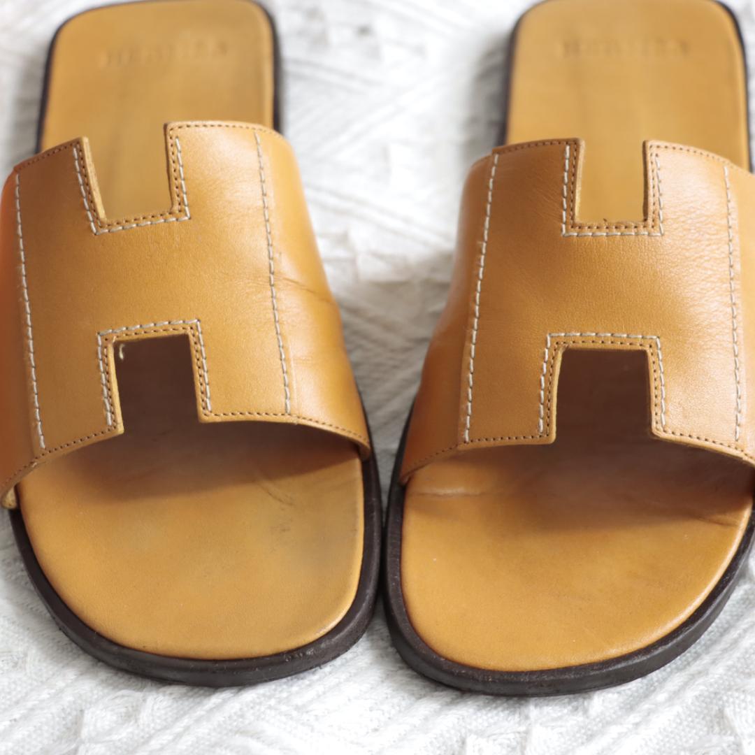 エルメス　Hermes ケブラール　オラン　H型サンダル　 キャメル ペタンコ