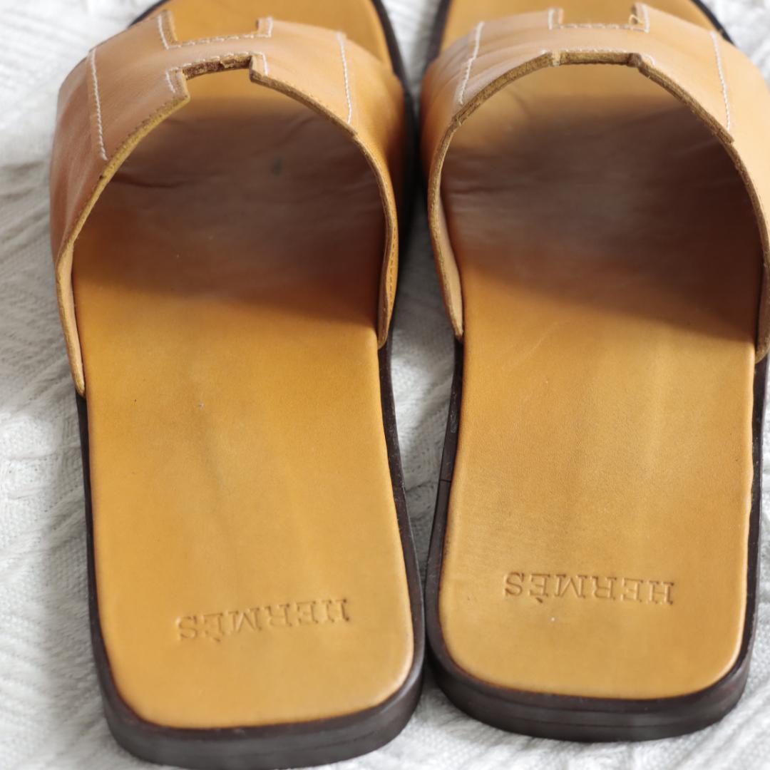 エルメス　Hermes ケブラール　オラン　H型サンダル　 キャメル ペタンコ