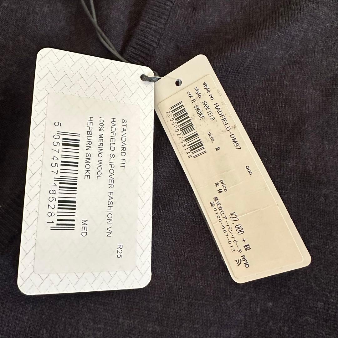 新品未使用　ジョンスメドレー ニットベスト ブラック 紺 サイズM イギリス製