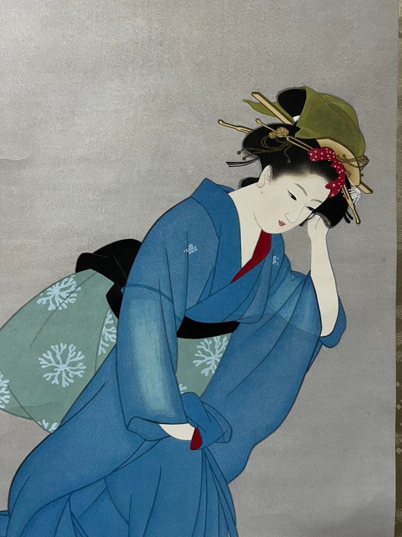 名画複製　上村松園［風］紙本　限定300部／第46番 共箱！