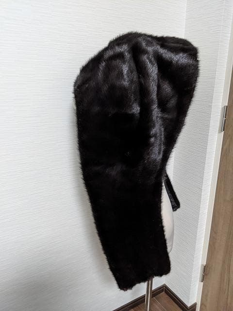 A525 ダークミンク　毛皮　リアルファー　オペラケープ　マント　ショール