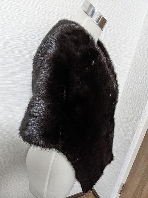 A525 ダークミンク　毛皮　リアルファー　オペラケープ　マント　ショール