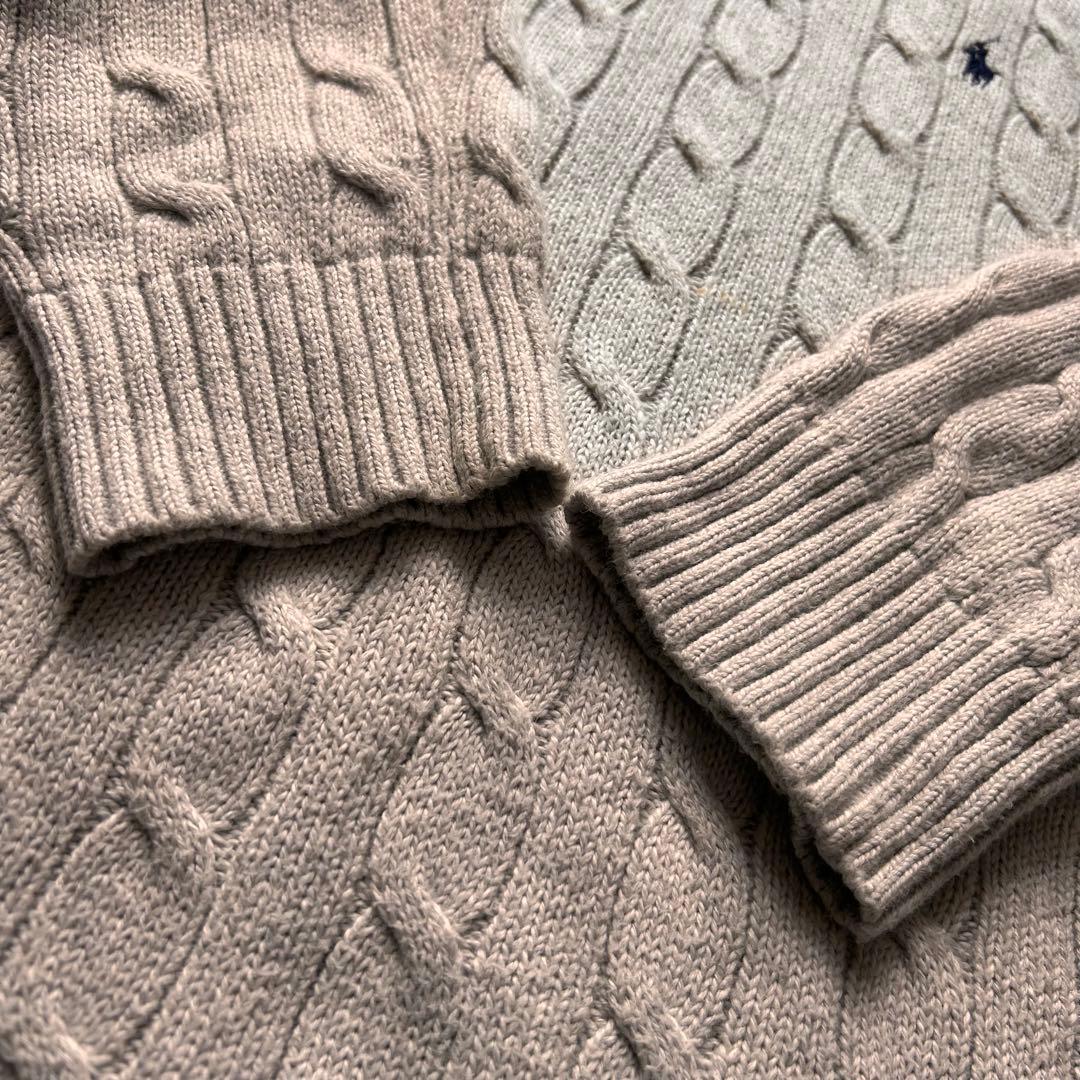 POLO RALPH LAUREN グレー　ライトグレー　ケーブルニット L 綿