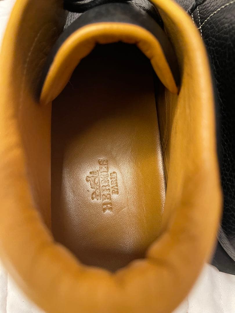 『超美品』HERMES エルメスハイカットシューズブラックザラメ革３８サイズ