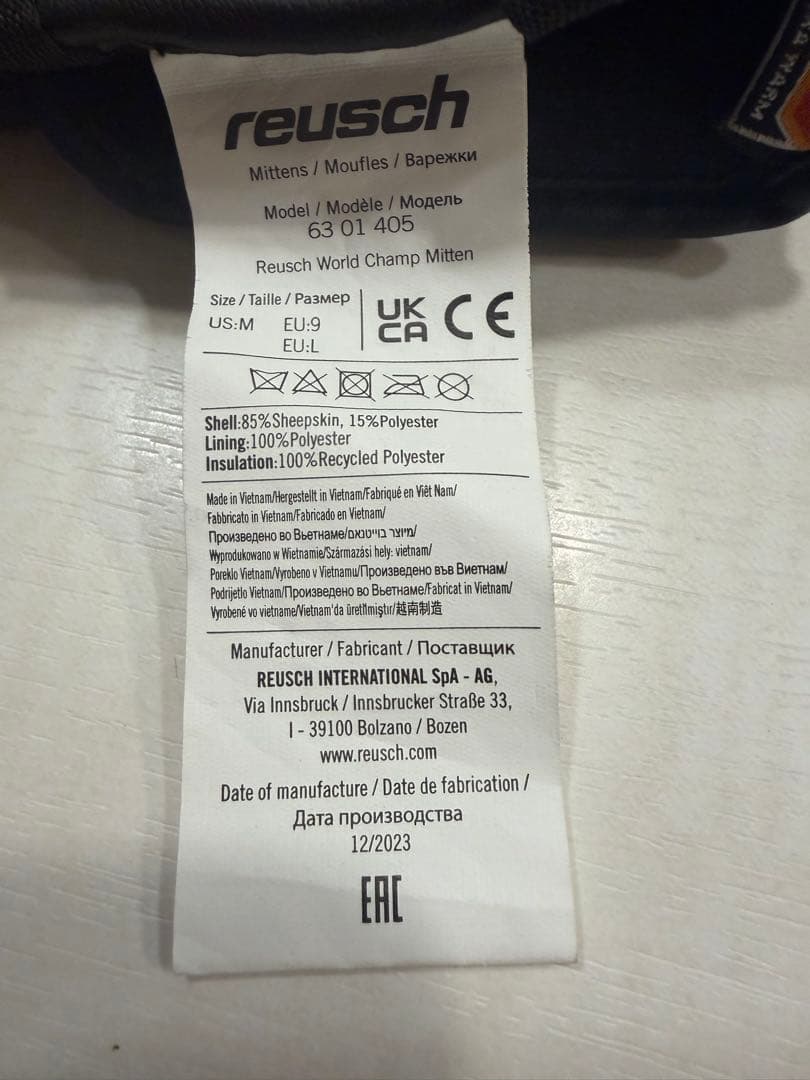 24•25 REUSCH ロイシュ スキー グローブ レザー ミトン １度使用