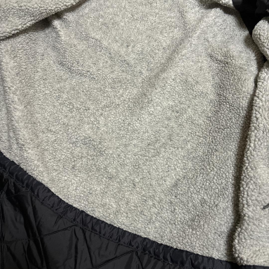 90s NIKE ベンチコート ロング 黒 グレー スオッシュ L 裏ボア 古着