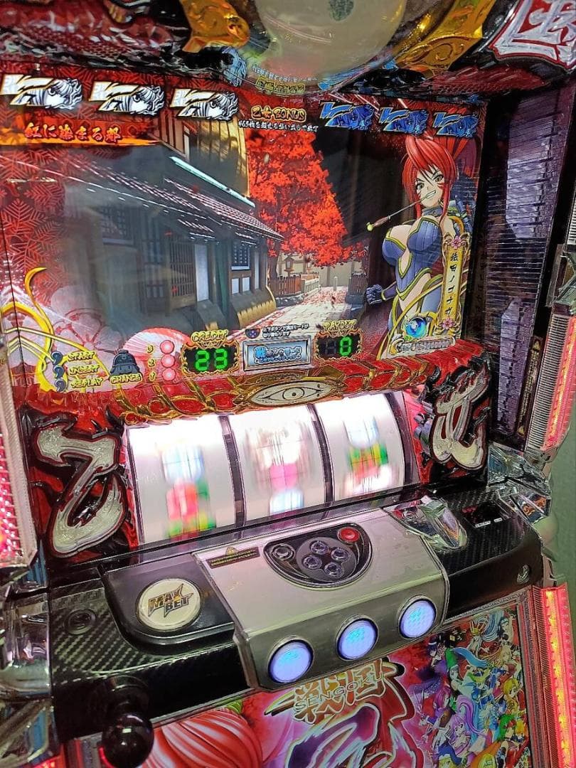 【パチスロ実機】オリンピア★戦国乙女TYPE‐A+★オートプレイ付不要機付