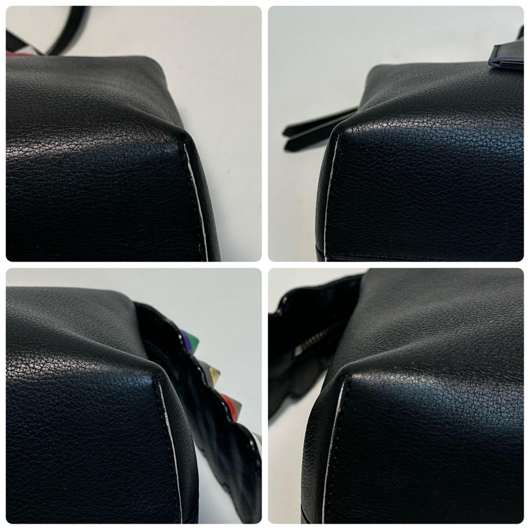 k96【美品】保存袋付　フェンディ　ビジュー　黒　バイザウェイミディアムハンド.