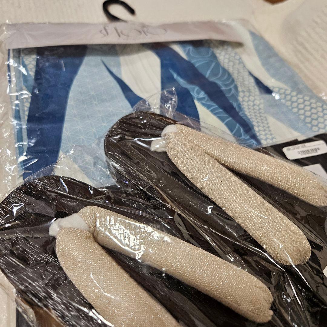 新品　浴衣セット(帯・下駄)　よろけ縞　フリーサイズ