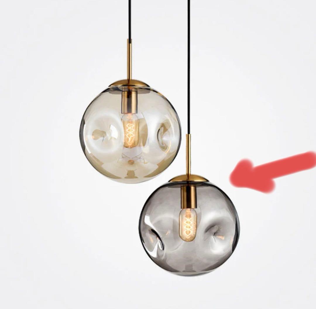 Joe様ガラス　ペンダントライト【3つSET】薄鈍色　ダクトレール