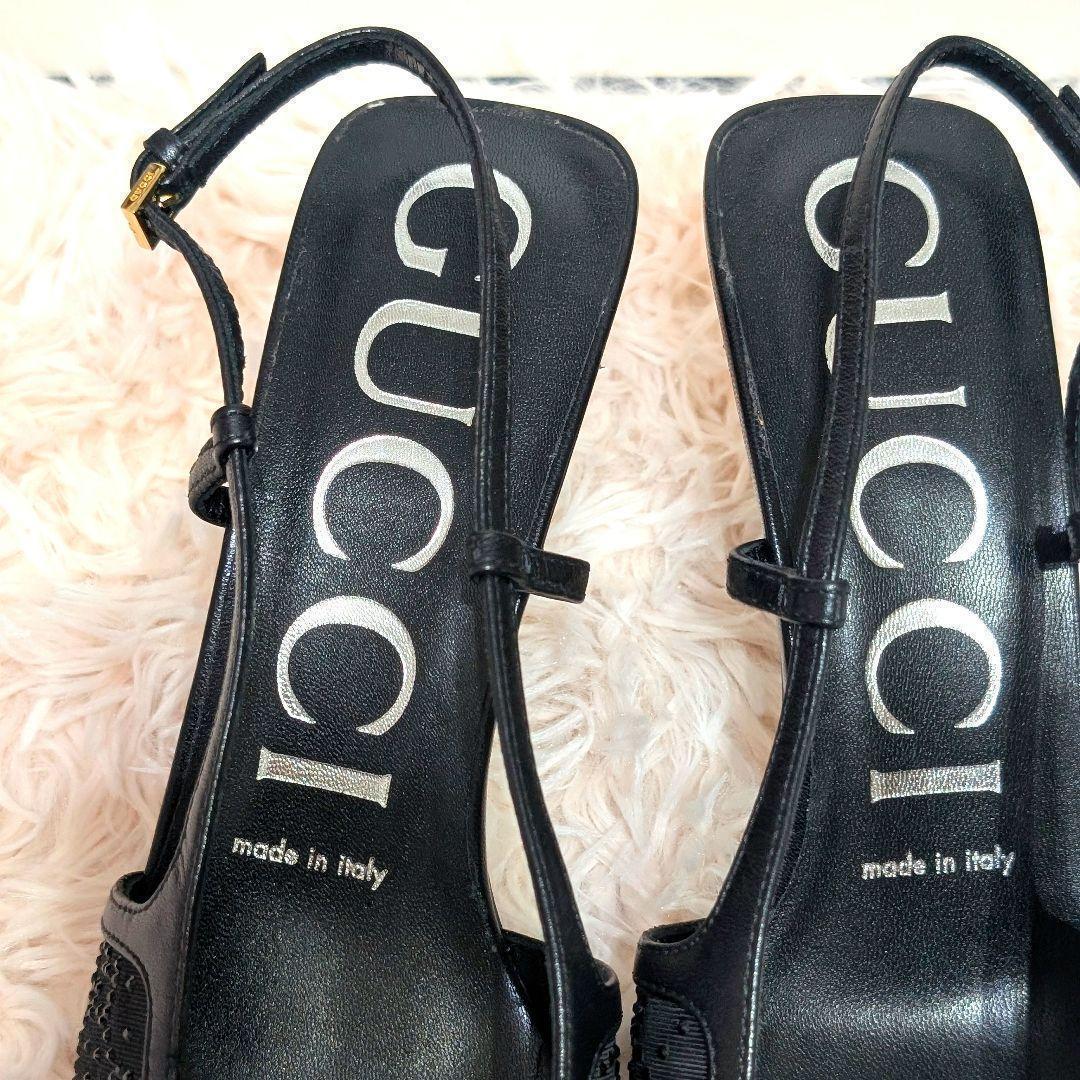 定価13万80%オフ☆GUCCI スリングバックパンプス GGラインストーン