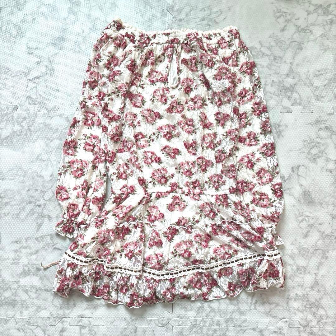 LIZLISA リズリサ フラワー ワンピース 伸縮 レース 姫カジ 森ガール