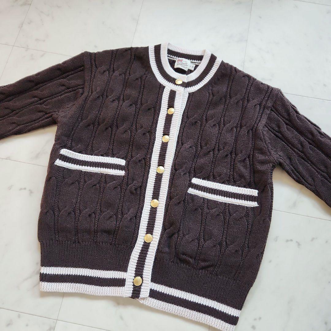 美品 トラディショナルウェザーウェア カーディガン 茶色 ゆったりめ 金ボタン