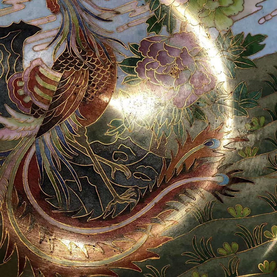 N390、中国古美術 景泰藍 七宝焼　珐琅彩絵 飾り 置物