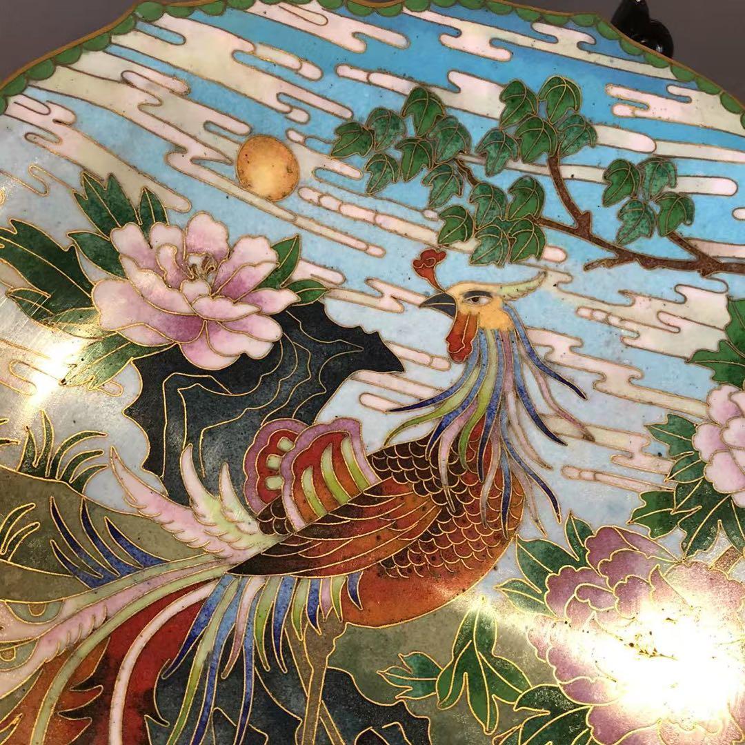 N390、中国古美術 景泰藍 七宝焼　珐琅彩絵 飾り 置物