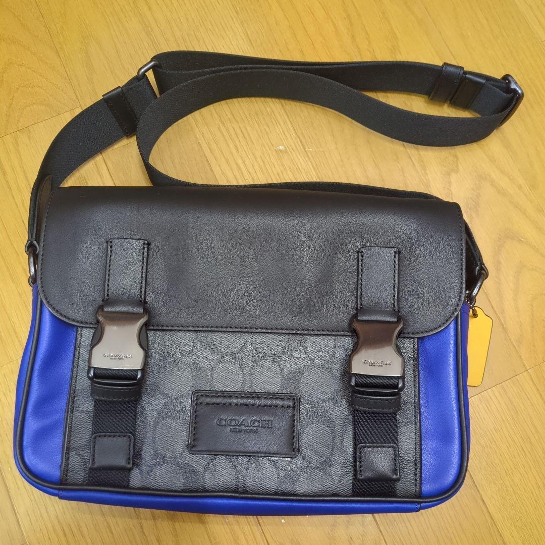 COACH ショルダーバッグ ブラック/ブルー　トラック クロスボディ