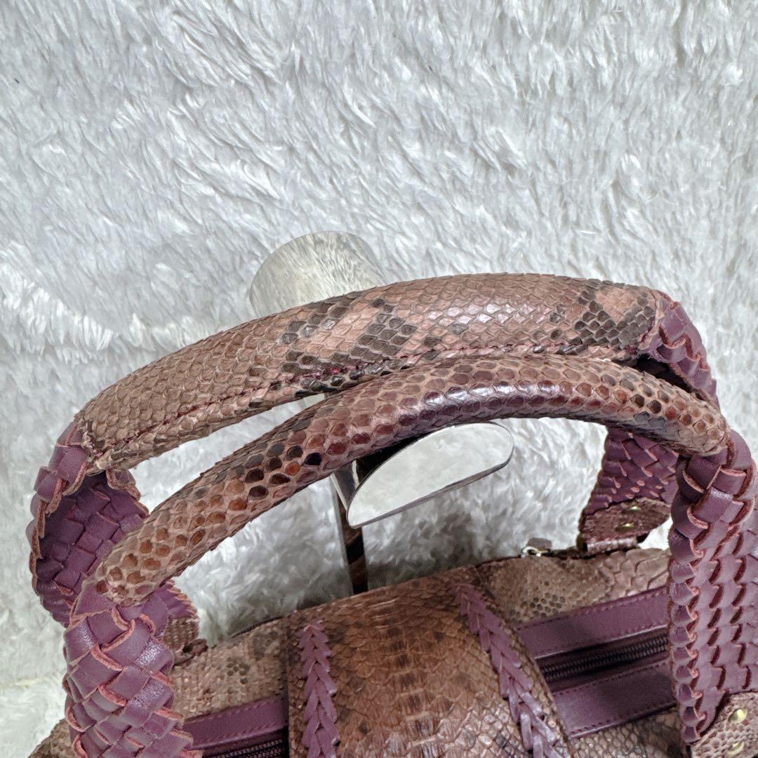 【希少カラー】JRA ダイアモンドパイソン ハンドバッグ チャーム付 パープル