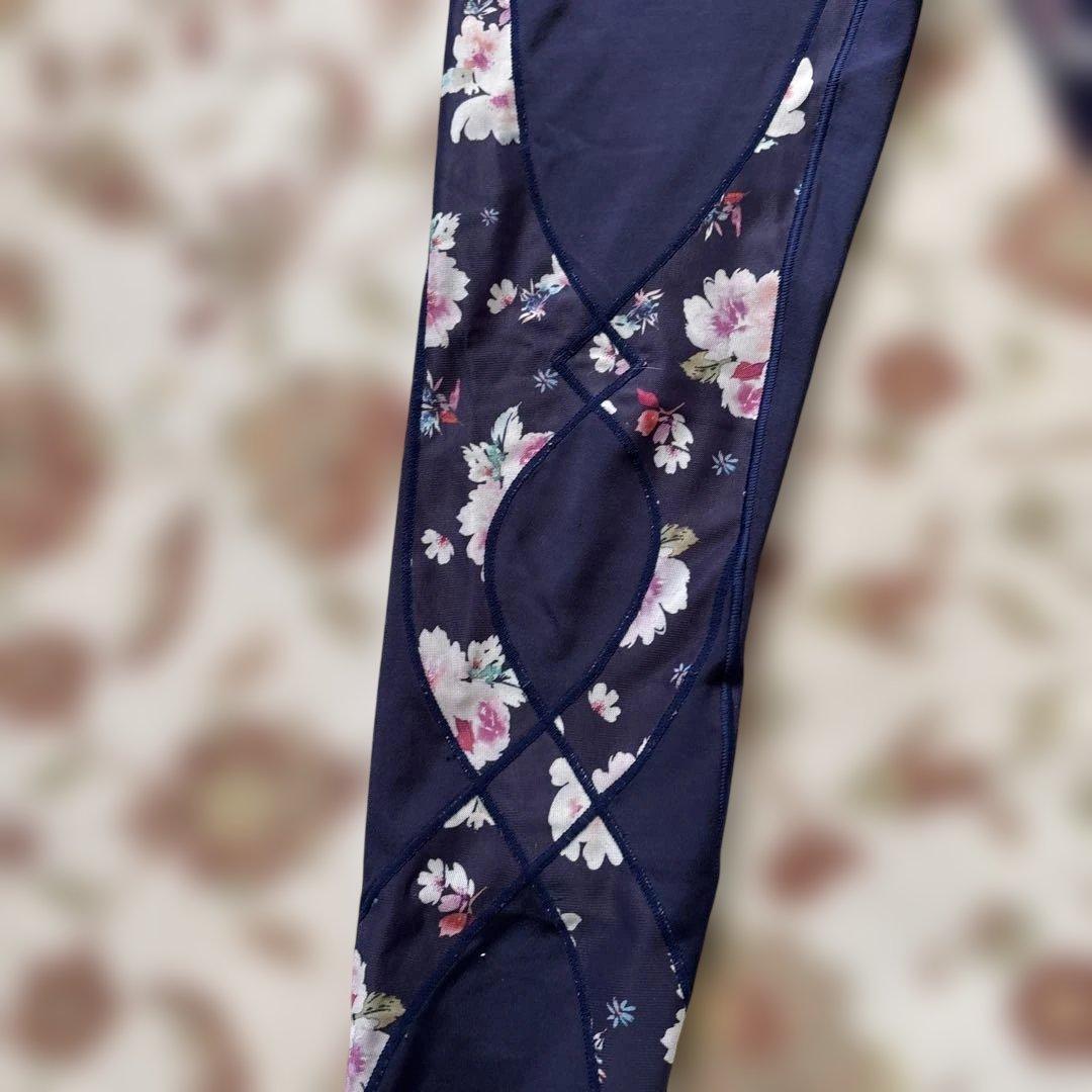 CW-X セットアップ ネイビー フラワープリント ヨガウェアセット