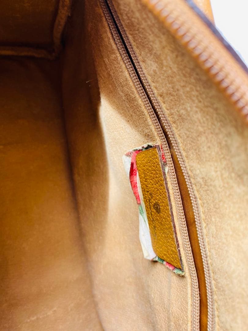 ホワイト/ブラウン ボストンバッグ