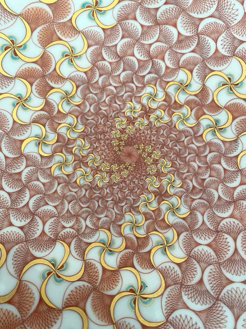 福島武征　(雅号:九谷 武山) 作　赤網手風車文　大鉢