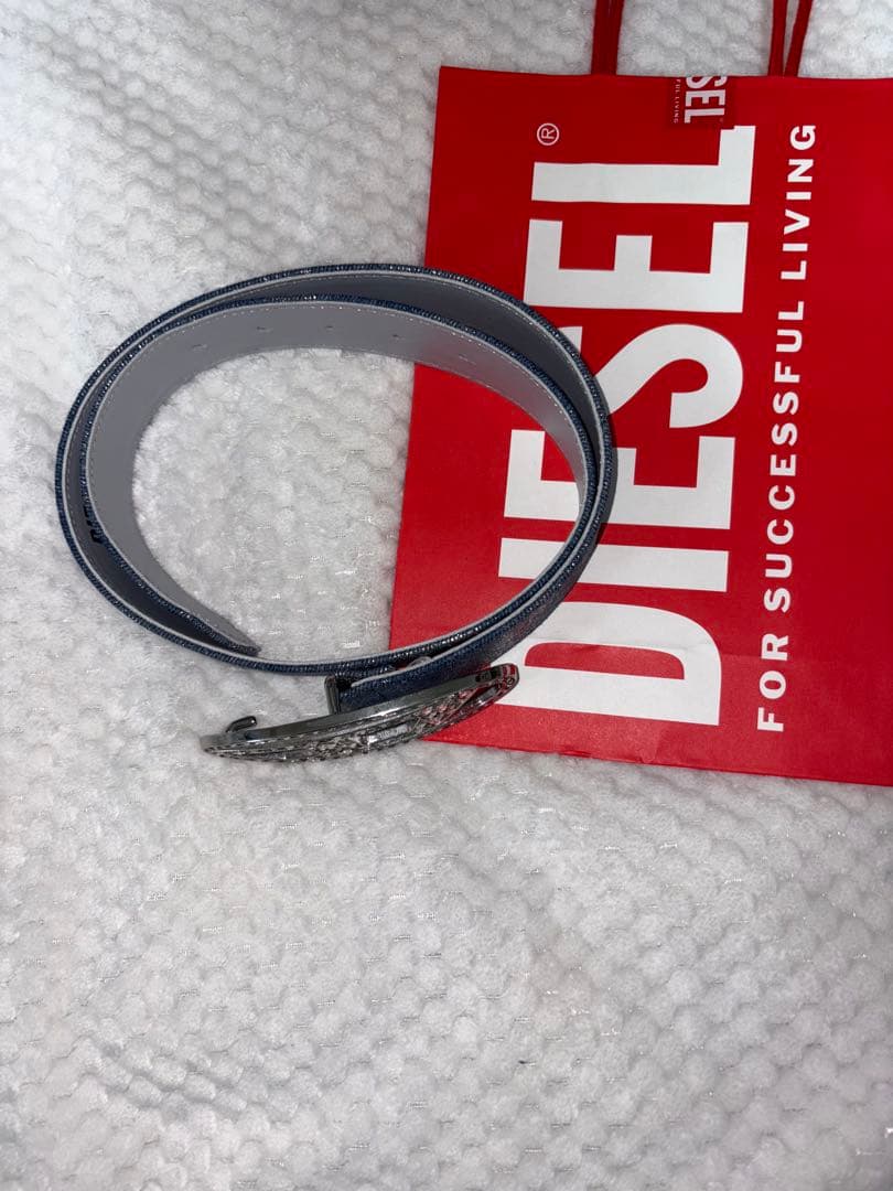 DIESEL デニム調 ストーン付きベルト