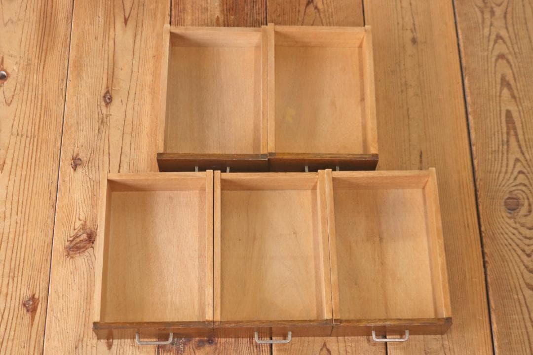 レトロ 卓上 小引き出し 抽斗 5杯 小物入れ レターケース B5 ラワン材