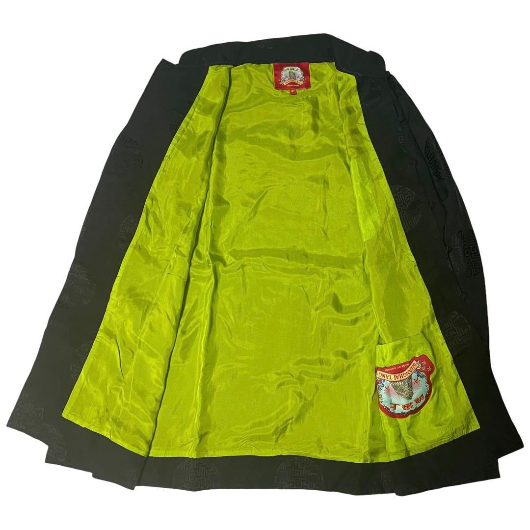 シャンハイタン 上海灘 チャイナ シャツ シルクシャツ M 黒 カンフー 太極拳