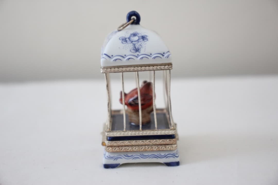 フランス　リモージュボックス　鳥籠　小物入れ　ピルケース