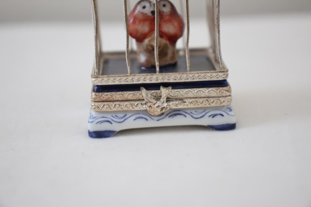 フランス　リモージュボックス　鳥籠　小物入れ　ピルケース