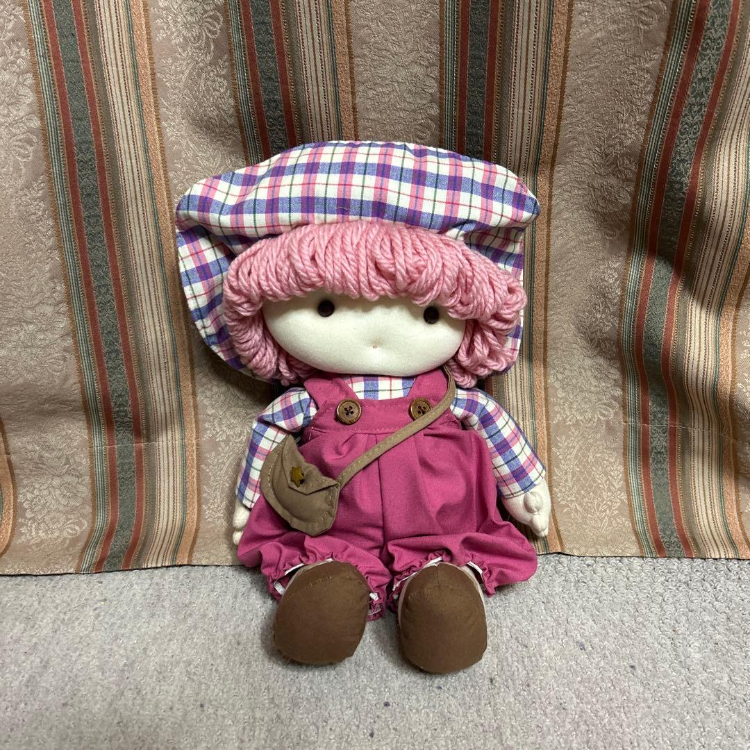 昭和 レトロ ぬいぐるみ 女の子 カラフル かわいい ピンク イエロー 3体