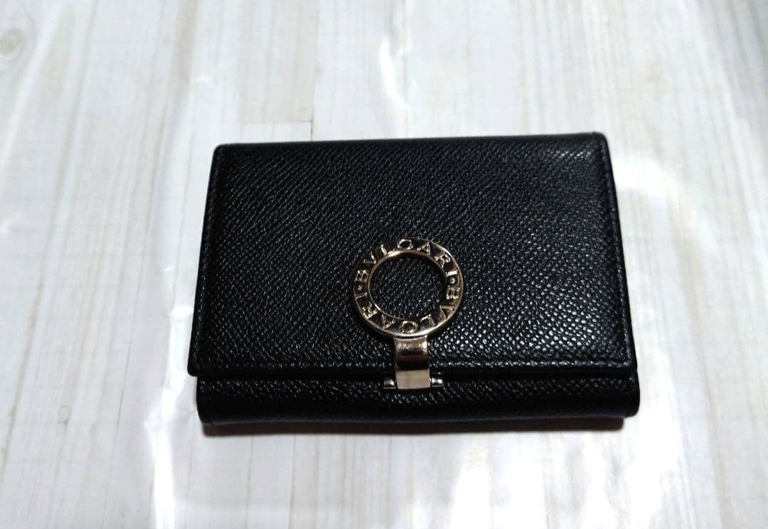 ブルガリ 名刺入れ カードケース ロゴクリップ レザー ブラック ビジネス