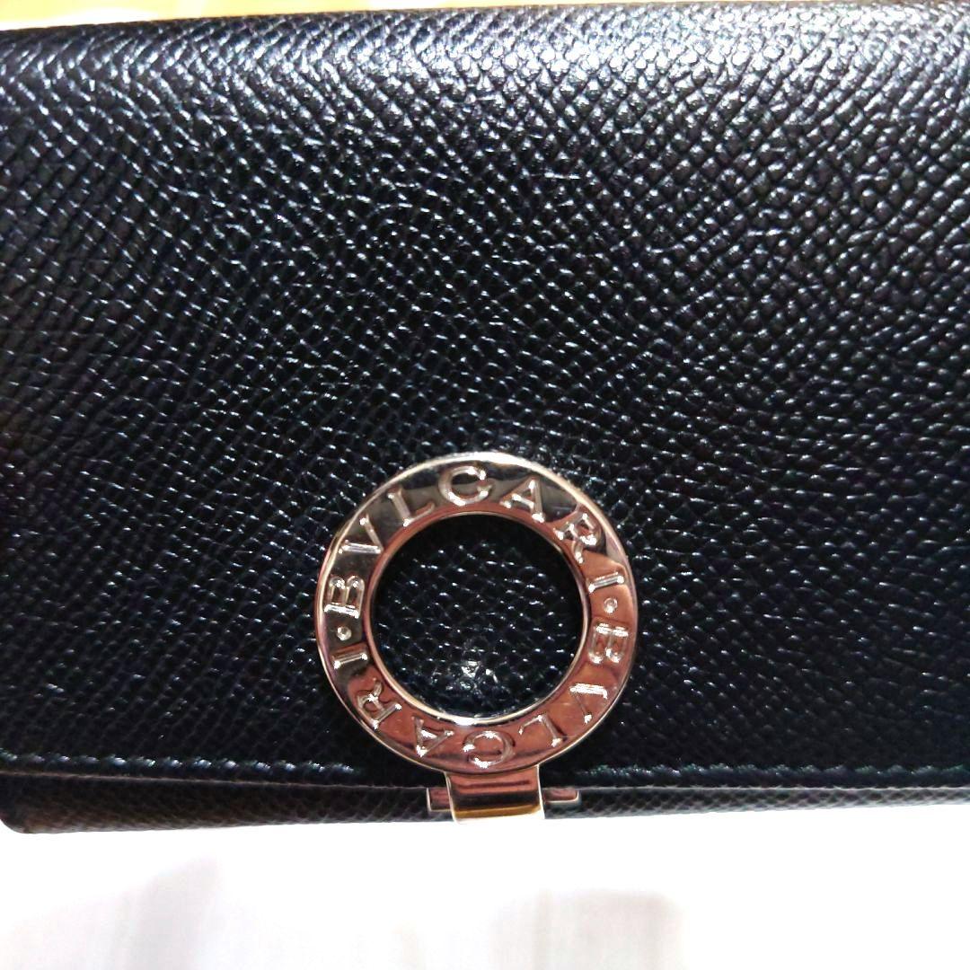 ブルガリ 名刺入れ カードケース ロゴクリップ レザー ブラック ビジネス